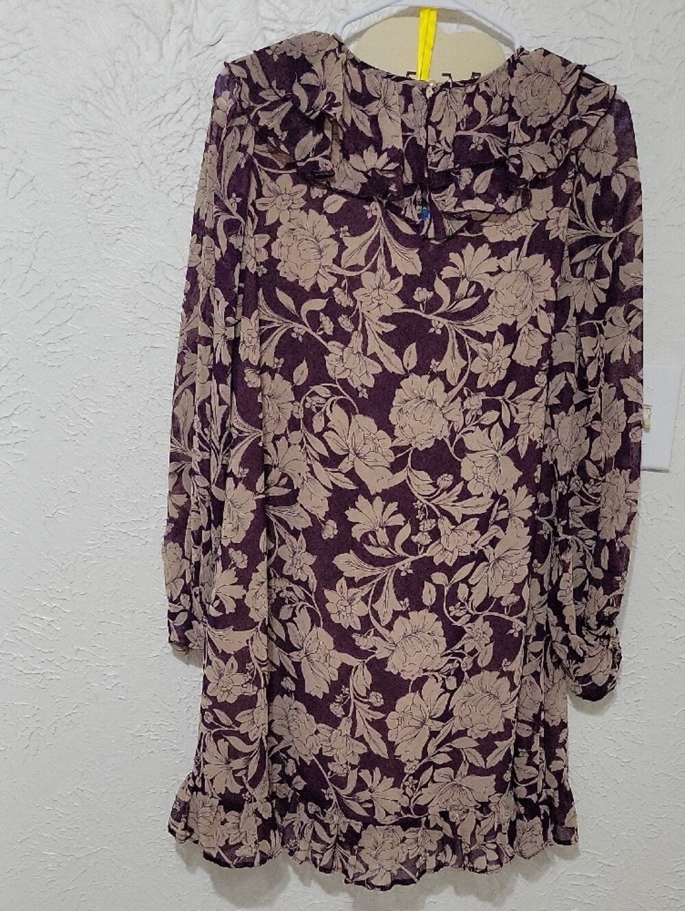 Zara Plum Floral Ruffle Long Sleeve Dress - Picture 2 of 4